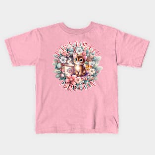 Meowy Catmas Wreath Pawsatively Purrfect 1A2 Kids T-Shirt